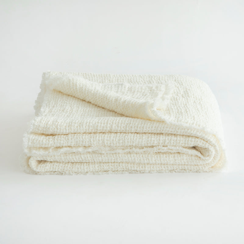 WAFFLE THROW, WHITE