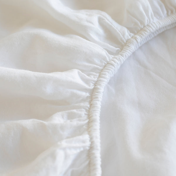 FITTED SHEET COTTON CASHMERE , WHITE