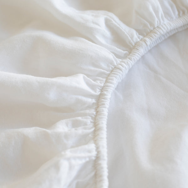COTTON CASHMERE FITTED SHEET, WHITE