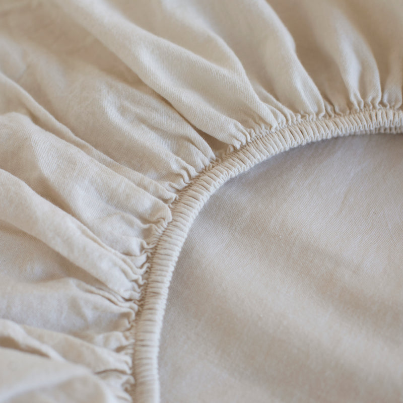 COTTON CASHMERE FITTED SHEET, SAND