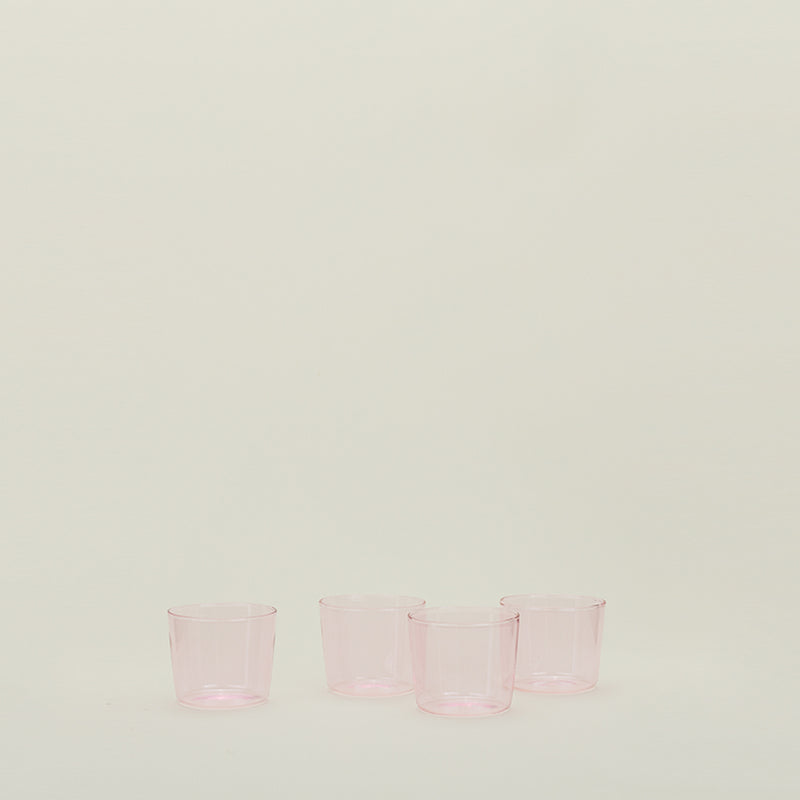 SET OF 4 GLASS CUPS, BLUSH