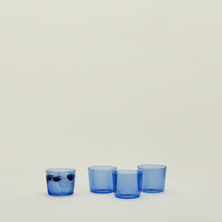 SET OF 4 GLASS CUPS, BLUE
