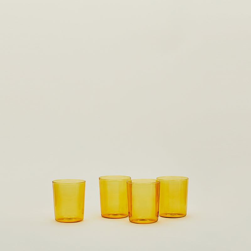 SET OF 4 GLASS CUPS, AMBER