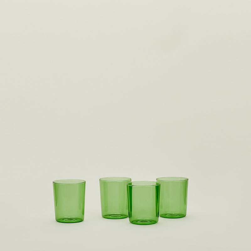 SET OF 4 GLASS CUPS, GREEN